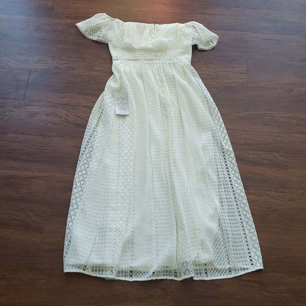 Jay Godfrey Cream Eyelet Feminine Lace Fairy Bride Cottagecore Maxi Dress Size 2 - Picture 6 of 10
